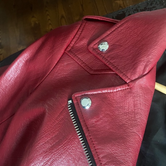 Zara red leather motto jacket - Picture 5 of 6